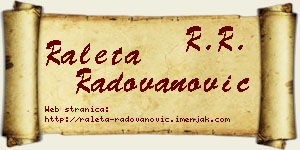 Raleta Radovanović vizit kartica